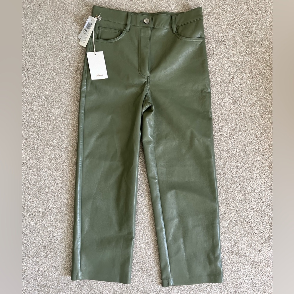 Wilfred by Aritzia Sage Green Wilfred Pant Faux Leather Size 2